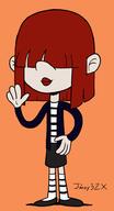 2017 alternate_hairstyle artist:jboy32x character:lucy_loud hand_gesture hand_on_hip makeup simple_background smiling solo waving // 510x942 // 104KB