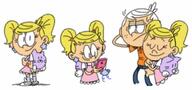 2017 aged_up artist:fullhero18 backpack character:lincoln_loud character:lola_loud eyes_closed frowning holding_object looking_at_viewer phone pigtails smiling // 720x336 // 40.0KB