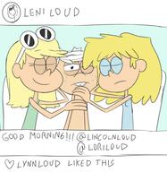 2016 character:leni_loud character:lincoln_loud character:lori_loud eyes_closed lenicoln looking_at_viewer loricoln lying on_back sleeping social_media text // 500x514 // 134.1KB