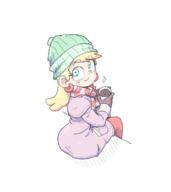 2019 alternate_outfit artist:big-neamo beverage character:leni_loud hat holding_beverage holding_object looking_at_viewer looking_back mug rear_view scarf sitting smiling solo westaboo_art winter_clothes // 593x664 // 89.6KB