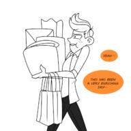 artist:chillguydraws au:thicc_verse character:lincoln_loud comic dialogue frowning holding_object shopping solo // 1200x1200 // 214KB