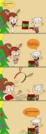 2016 alternate_outfit artist:thejayster49 character:lincoln_loud character:luan_loud christmas christmas_tree comic dialogue gift looking_at_another prank punch reindeer_horns scarf // 523x1528 // 122KB
