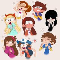 2016 artist:nelauk character:dipper_pines character:luan_loud character:lucy_loud character:mabel_pines character:star_butterfly crossover gravity_falls group star_vs_the_forces_of_evil // 4000x4000 // 4.6MB