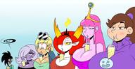 adventure_time aged_up artist:chillguydraws au:thicc_verse bare_breasts big_breasts character:amethyst character:hekapoo character:leni_loud character:mabel_pines character:princess_bubblegum crossover gravity_falls steven_universe // 3300x1696 // 330KB