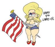 2019 alternate_hairstyle alternate_outfit american_flag americanne artist:distancedpsyche big_breasts character:ronnie_anne_santiago cleavage flag fourth_of_july high_heels holding_object hooters looking_at_viewer smiling solo tagme text thick_thighs tube_top wide_hips // 1668x1419 // 374KB