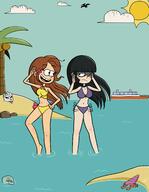 artist:pepemay beach bikini character:luan_loud character:maggie swimsuit // 3179x4096 // 2.4MB