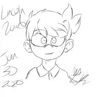 2020 artist:kefy_redstar character:lincoln_loud looking_at_viewer sketch smiling text // 540x540 // 9.4KB