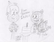 2017 artist:julex93 birthday cake character:lincoln_loud character:lola_loud chris_savino eyes_closed food hands_on_hips looking_at_another open_mouth sketch smiling solo text // 706x543 // 86.8KB