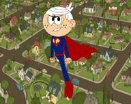 artist:leegriffin0 character:lincoln_loud costume flying frowning parody superhero superman // 1024x808 // 173.9KB