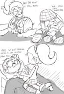 2016 artist:jumpjump bed character:lincoln_loud character:luan_loud comic comic:the_loud_comic dialogue from_behind_position half-closed_eyes hug luancoln lying rear_view sketch text // 1300x1900 // 1.4MB