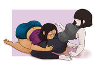 aged_up alternate_hairstyle ass au:thicc_verse bare_breasts big_ass big_breasts blushing character:lucy_loud character:ronnie_anne_santiago freckles interracial open_mouth shorts smiling tagme // 1200x841 // 294KB
