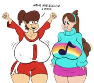 2017 artist:drawsputin big_breasts character:lynn_loud character:mabel_pines crossover gravity_falls huge_breasts nipple_outline tagme text upscaled // 2016x1800 // 2.0MB