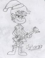 2016 artist:julex93 character:luna_loud christmas guitar half-closed_eyes holding_object instrument looking_at_viewer santa_hat sketch smiling solo // 277x355 // 37KB