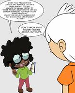 2022 artist:jumpjump character:lincoln_loud character:lisa_loud clipboard dialogue holding_object lisacoln open_mouth pencil raceswap smiling text // 1700x2100 // 259KB