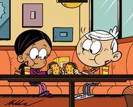 2020 artist:kyloroud95 character:lincoln_loud character:ronnie_anne_santiago eating food interracial ronniecoln sitting // 2600x2100 // 2.2MB