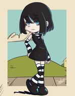 2016 artist:donchibi character:lucy_loud cloud grass hair_apart half-closed_eyes hand_on_hip looking_at_viewer pose solo // 746x961 // 206KB